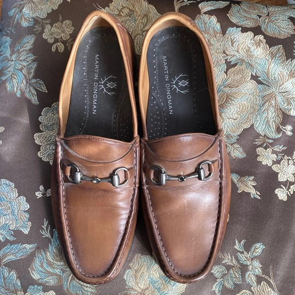 Martin Dingman Leather Buckle Loafer Made in Brazil Brown  Chestnut Size 9 - Picture 1 of 8